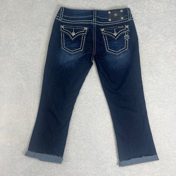 Miss Me Chloe Boot Dark Wash Jeans Sz 29 Altered Cropped to 23" Inseam Capri - Picture 2 of 11